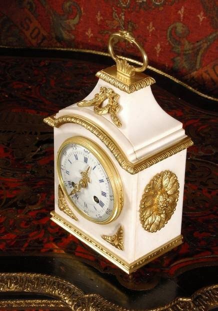 fig 1. ***** SOLD ***** Ormolu and White Marble Pendule d'officier